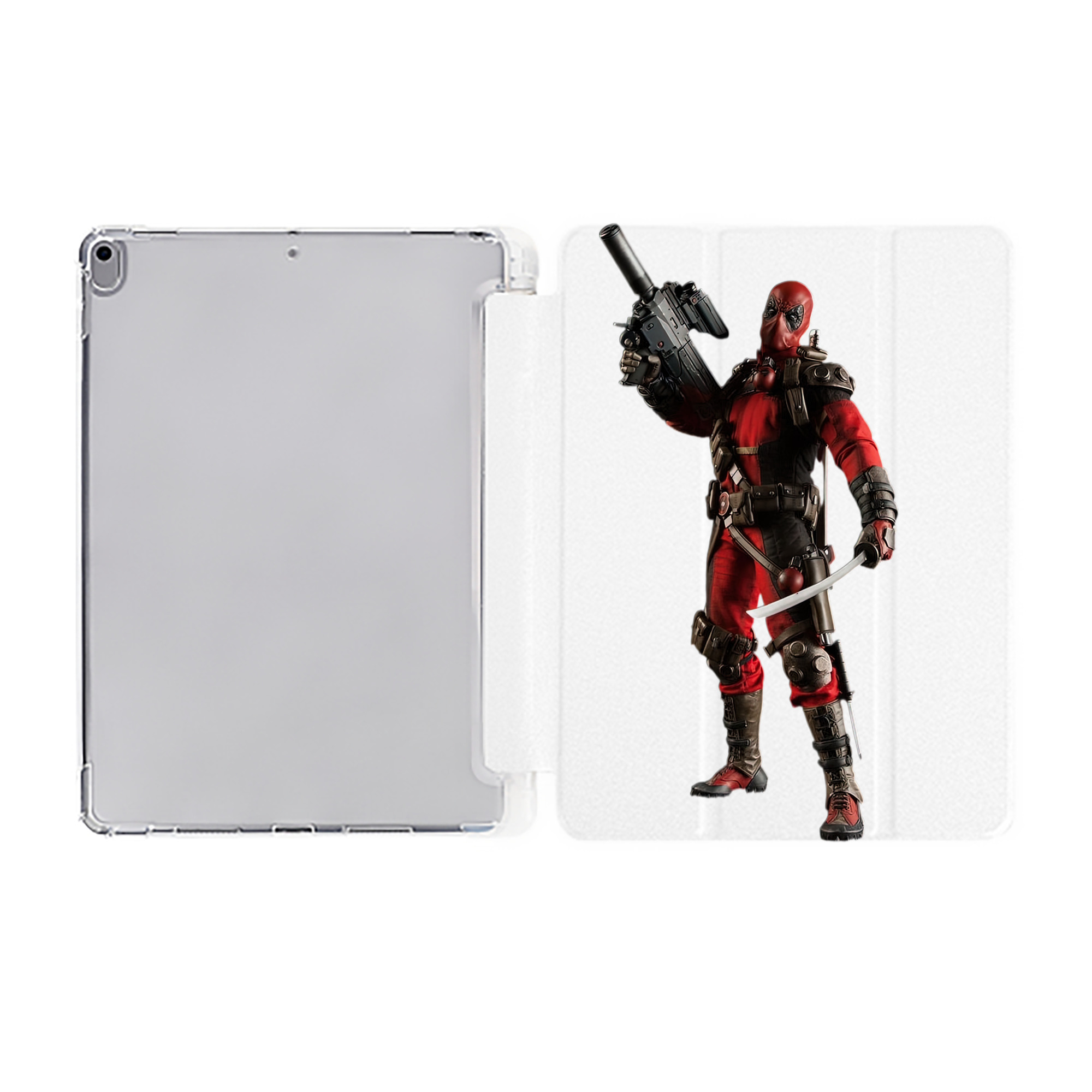 （画像用） Deadpool デッドプール IPad ケース ペン収納付き 三つ折りスタンド PUレザー×シリコン 対応機種9.5/10.5/10.9インチ